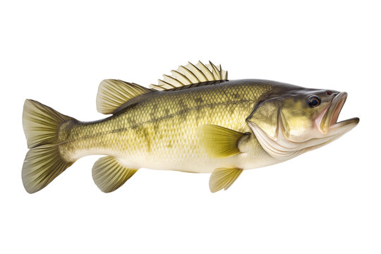 Largemouth bass fish isolated on transparent or white background, png