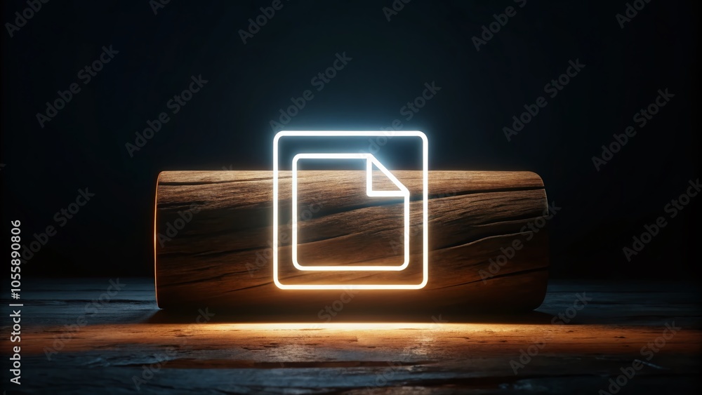 Poster minimal log file format icon design with black outline for night photography and tech themes