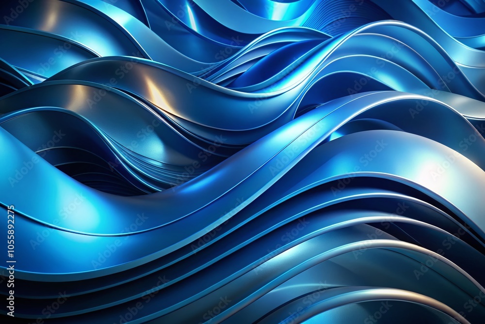 Poster modern blue abstract shapes and curved lines for web design and applications - low light photography