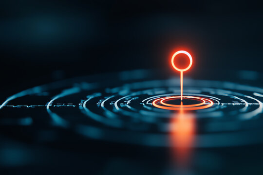 Digital chart with goal markers progressing towards a vision point, capturing strategic planning