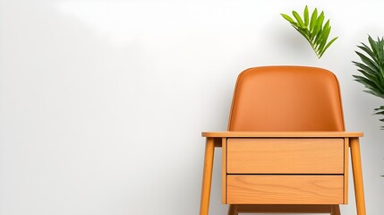 Compact and Efficient Computer Desk with Built in Storage Placed in a Minimalist White Studio Setting with a Wide Angle Perspective