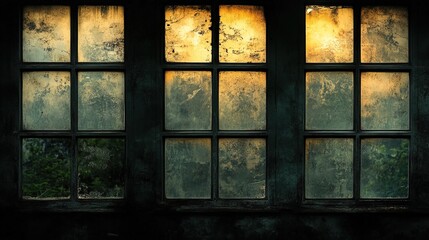Silhouette old windows Interior background