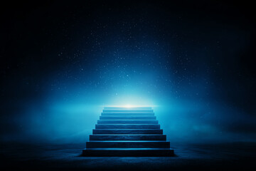 Steps leading up to a bright horizon, symbolizing the journey of achieving goals in a visionary roadmap