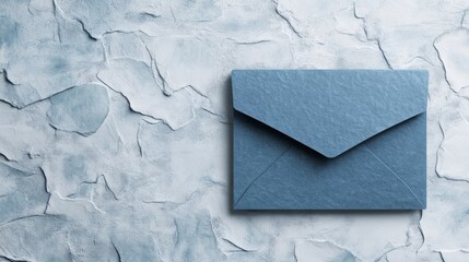 Closeup of a blue envelope containing letter, ready for mailing, delivery, or personal correspondence