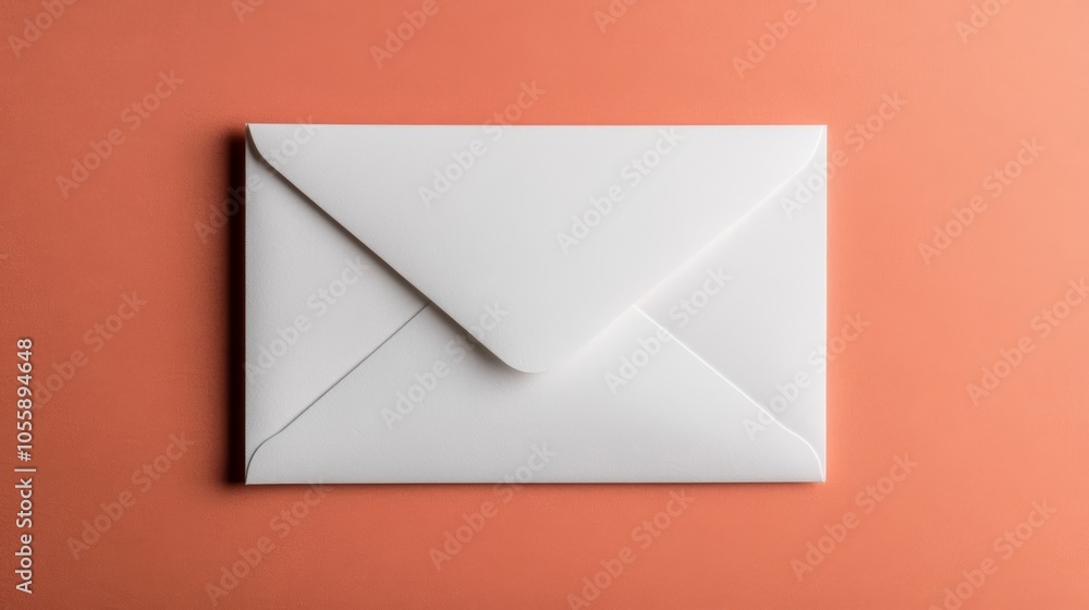 Poster blank white paper emerging from an open envelope, a for personalized messages and invitations