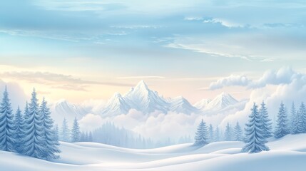 Obraz premium Majestic winter wonderland, snowcapped mountains and enchanting forest in a serene landscape