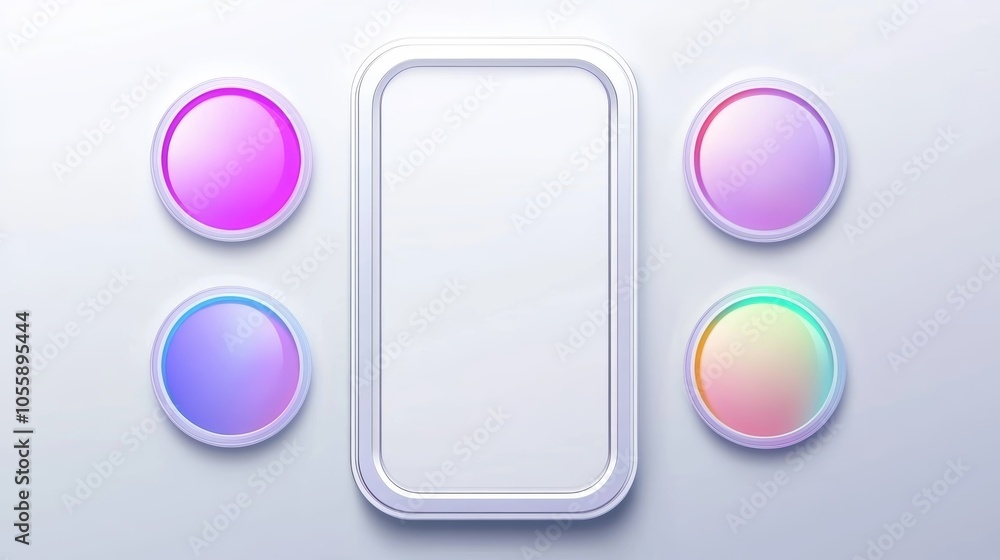 Poster white phone displaying an array of colorful bubbles, a playful and whimsical touch to mobile technol