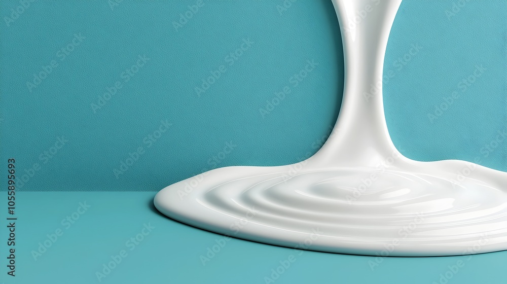 Poster captivating abstract image of a spilled milk puddle with a mesmerizing reflective sheen and beautifu
