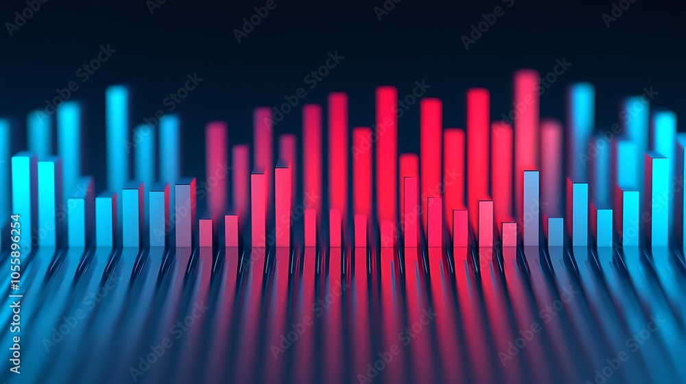 Poster vibrant audio bars in dynamic patterns