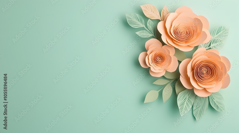 Aufkleber beautifully crafted 3d paper cut flowers with soft shadows and delicate textures creating a visually