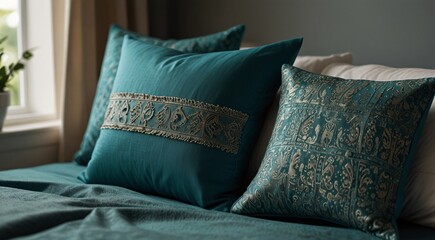 pillows on a bed