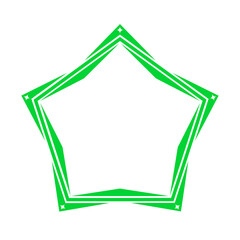 green line pentagon star frame and sparkle on corner