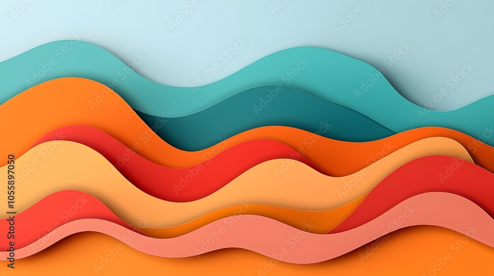 Poster Mesmerizing 3D Paper Cut Abstract Shapes with Vibrant Colors and Dynamic Layering  Bold modern design with striking visual impact and a captivating contemporary aesthetic