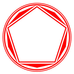 Obraz premium red line pentagon frame in circle frame