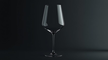 Clear wine glass mockup with empty label area, placed on a dark background for a premium look