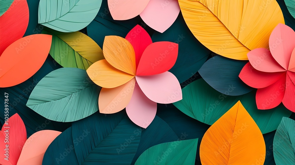 Leinwandbilder vibrant abstract 3d paper cut floral pattern with layered petals and soft gradients a digitally crea