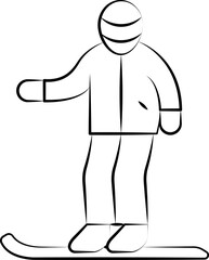 Winter sports icon vector illustration collection in a line outline style. Ski, winter sports and snow Handdrawn Doodle icons.