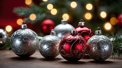 A Close Up of Beautifully Crafted Christmas Tree Ornaments in Vibrant Colors and Intricate Designs, Enhancing the Holiday Spirit and Bringing Joy to Your Decor