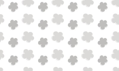 Repeating raster pattern with gray flowers on white background