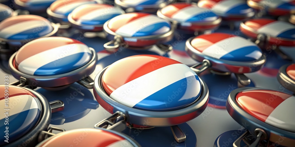 Poster Neomorphic 3D Mockup of Netherlands Flag Buttons Set in Trendy Design for Premium Quality Representation