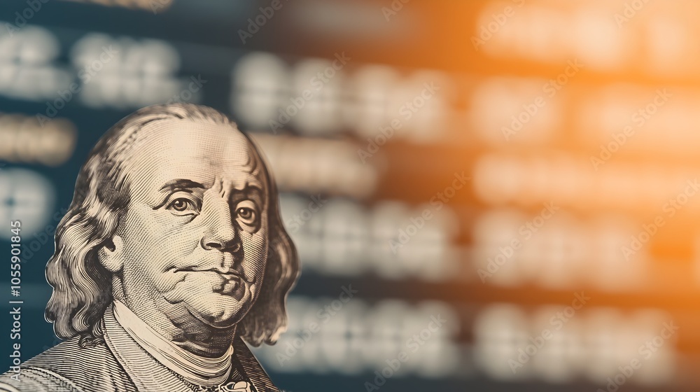 Poster detailed money chart visualizing financial market data set against a slick banking background with c