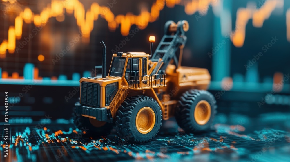 Poster exploring the intersection of heavy machinery and financial trends a deep dive into construction dyn