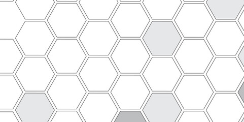 Vector geometric seamless texture symbol. Hexagon, bees hive cells pattern. Bee honey shapes. Abstract pattern with hexagonal white and gray technology line paper background.   Stylish grid texture. 
