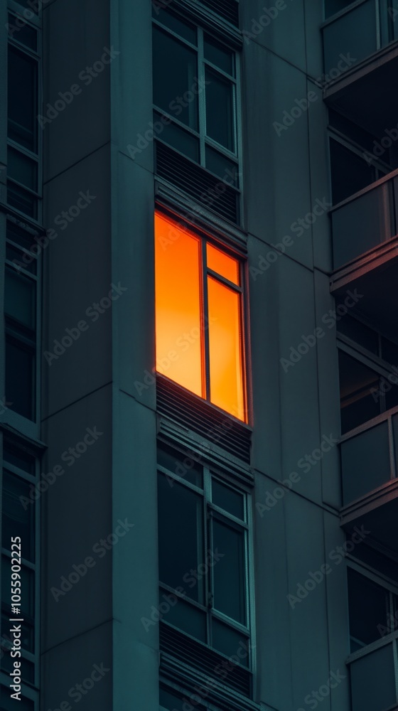 Poster a window in a building is lit up by the sun