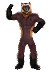 3D Rendering Wolverine Man on White