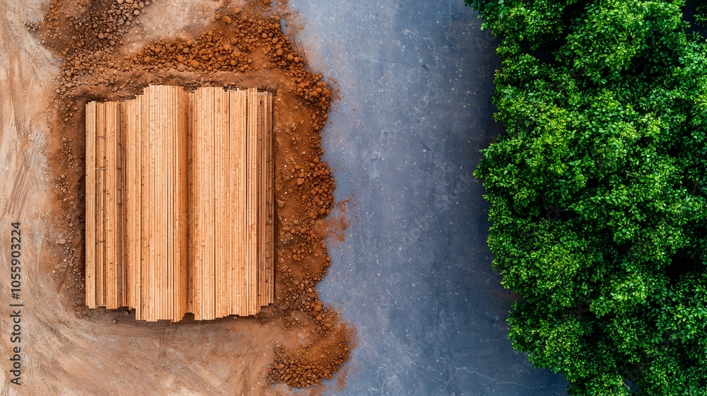 Poster aerial view showcasing sustainable construction practices that embrace circular economy principles f