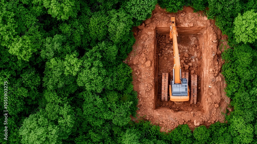 Poster Aerial View of a Construction Project Focused on Implementing Circular Economy Strategies and Resource Efficient Building Designs for Sustainable Development