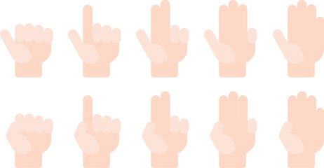 Obraz premium Flat vector Hand Count number hand white hand