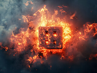 A close up of a fire burning a light switch