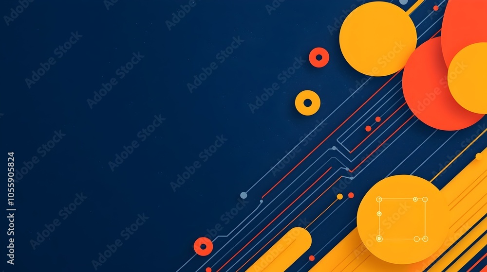 Poster Futuristic digital circuit board with connected lines and dots on a vibrant blue background representing the cutting edge advancements in intelligence and modern technology