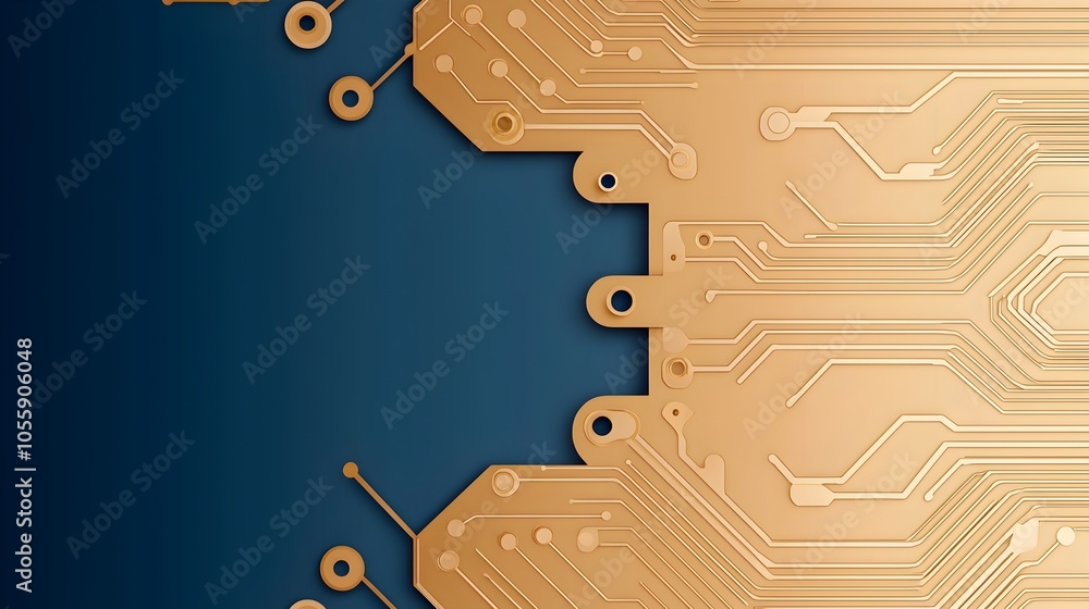 Poster Futuristic and Technology of a Digital Circuit Board on a Blue Background with Connected Lines and Dots for a Modern and Innovative Concept