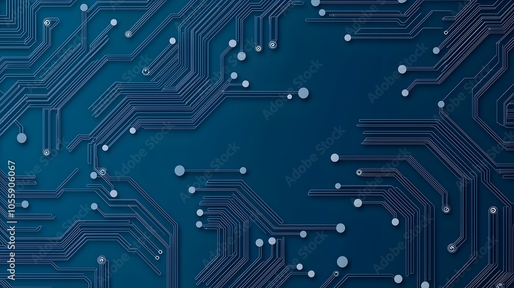 Leinwandbilder Futuristic digital circuit board with abstract connected lines and dots on a blue background representing a concept for intelligence technology and modern science