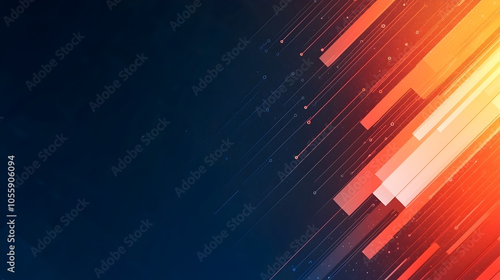 Aufkleber Futuristic Digital Circuit Design with Navy Blue Gradient Background Showcasing Connected Technology Lines and Dots for and Tech Concepts