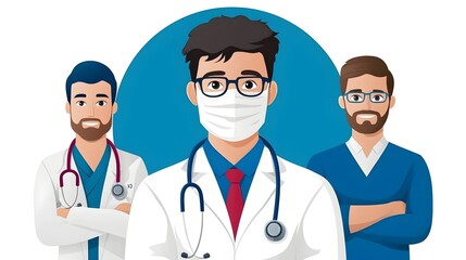 Fototapeta premium of an avatar profession icon depicting a doctor in a flat design style with a medical theme and a complementary color scheme