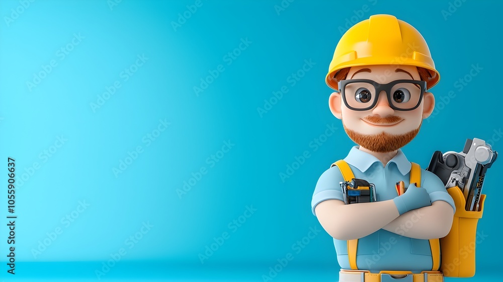Poster avatar engineering profession icon with a split complementary color scheme in a flat 3d design showc