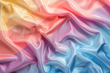 Obraz premium A vibrant, flowing fabric showcasing the colors of the pride flag, blending beautifully from warm hues to cool tones.