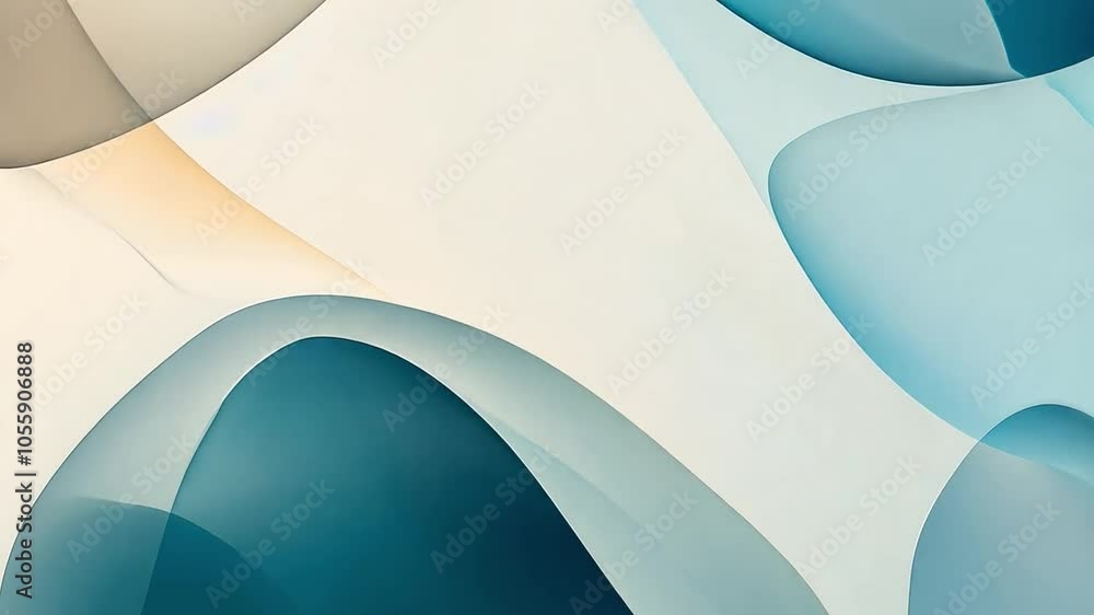 Aufkleber abstract shapes in soft blue and cream hues create a tranquil and calming composition