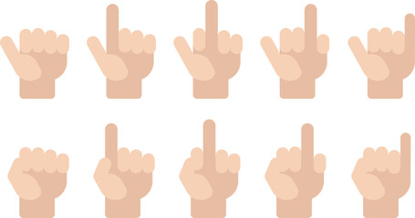 flat vector number finger hand