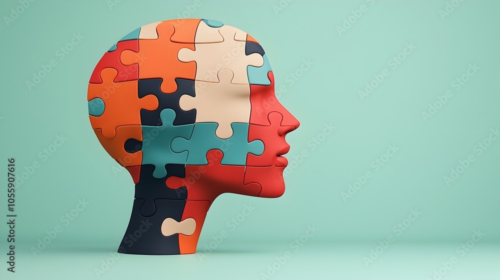 Aufkleber abstract puzzle head with pieces fitting together symbolizing the journey of mental health recovery 