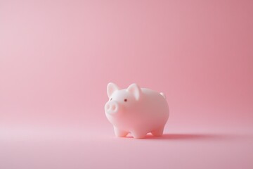 Cute Pink Piggy Bank on Soft Pink Background