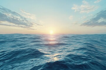 Fototapeta premium Tranquil Sea at Sunset with Gentle Waves