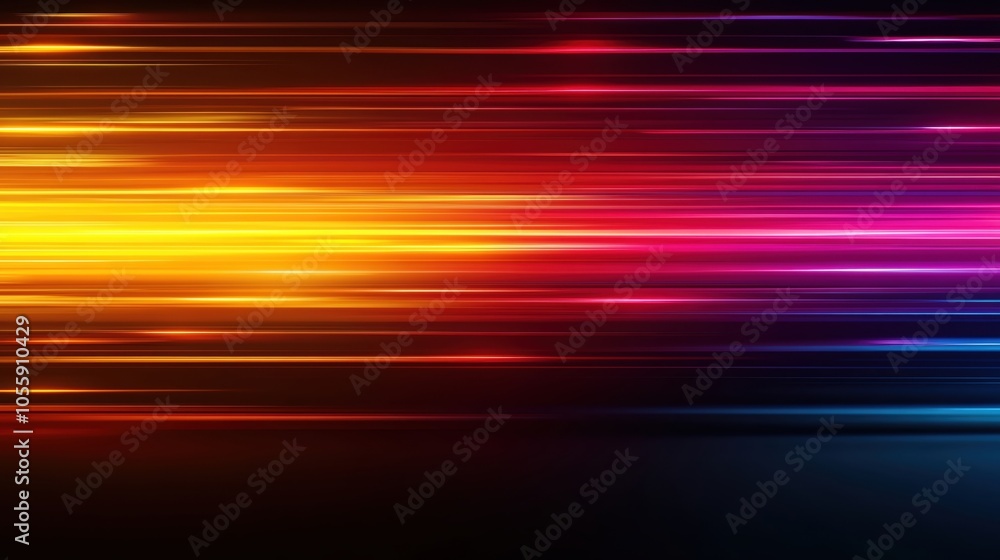 Poster dynamic abstract gradient lines in vibrant colors on a dark background.