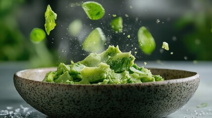 すりおろしたてのわさびの爆発：鮮やかな緑の質感を示すマクロのクローズアップ