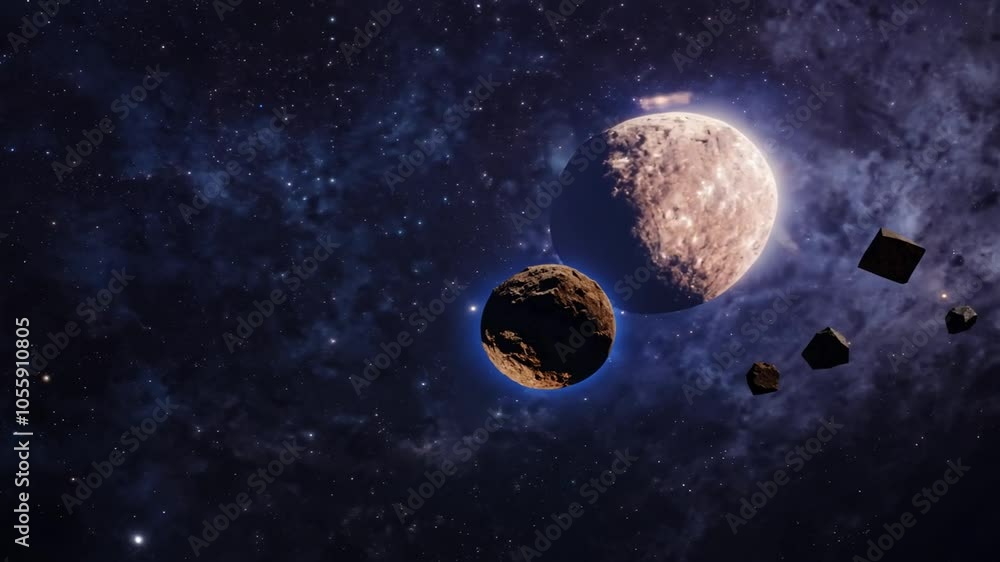 Wall mural sifi meteorites asteroids background nebula star galaxy space outer universe astronomic way interste