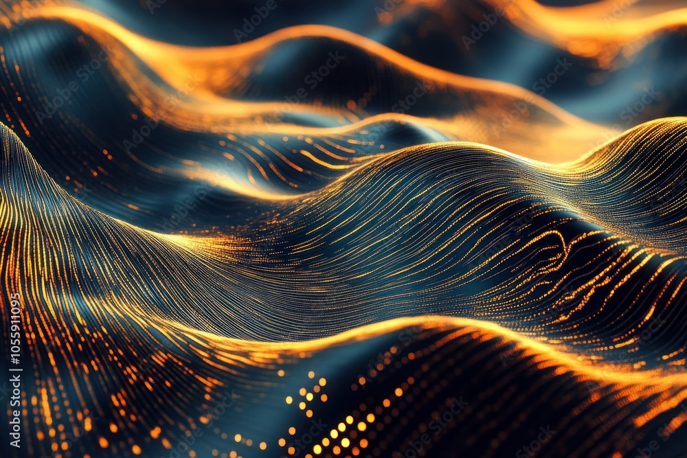 Poster abstract waves of light and color in motion