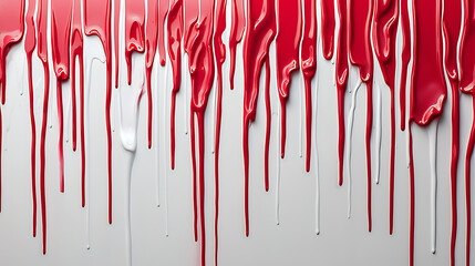 Dripping red and white paint texture on a smooth surface